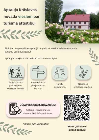 Aptauja Krāslavas novada viesiem par tūrisma attīstību