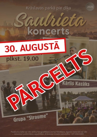 Saulrieta koncerts tiek PĀRCELTS