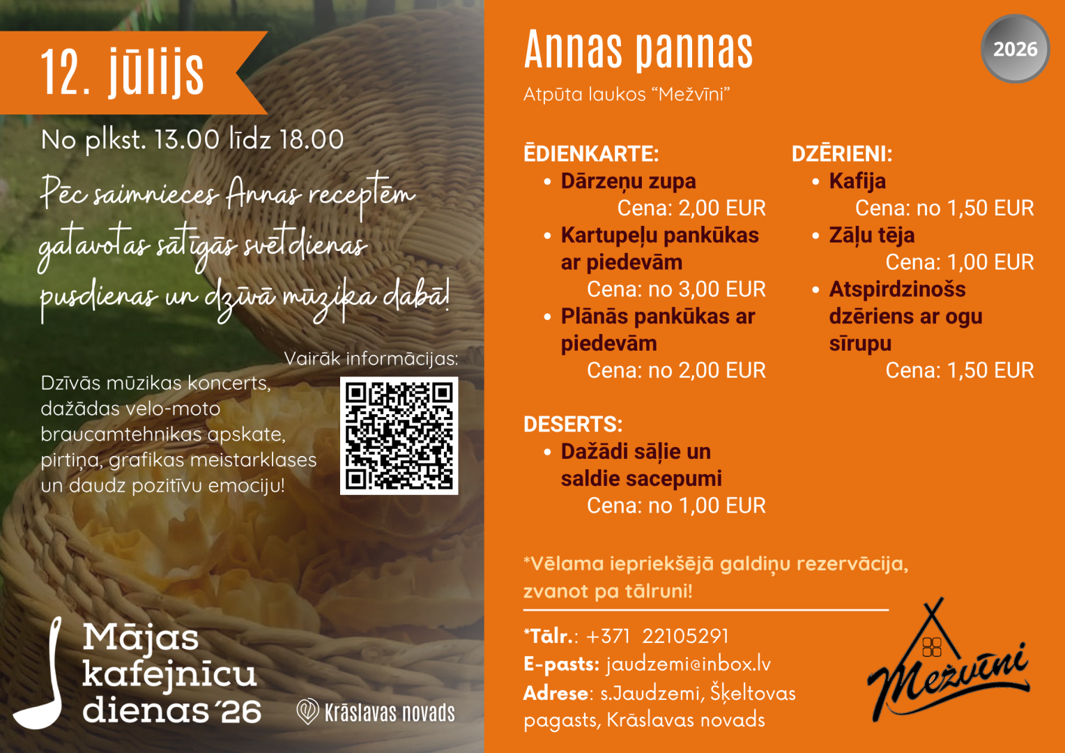"Mājas kafejnīcu dienas" Krāslavas novadā