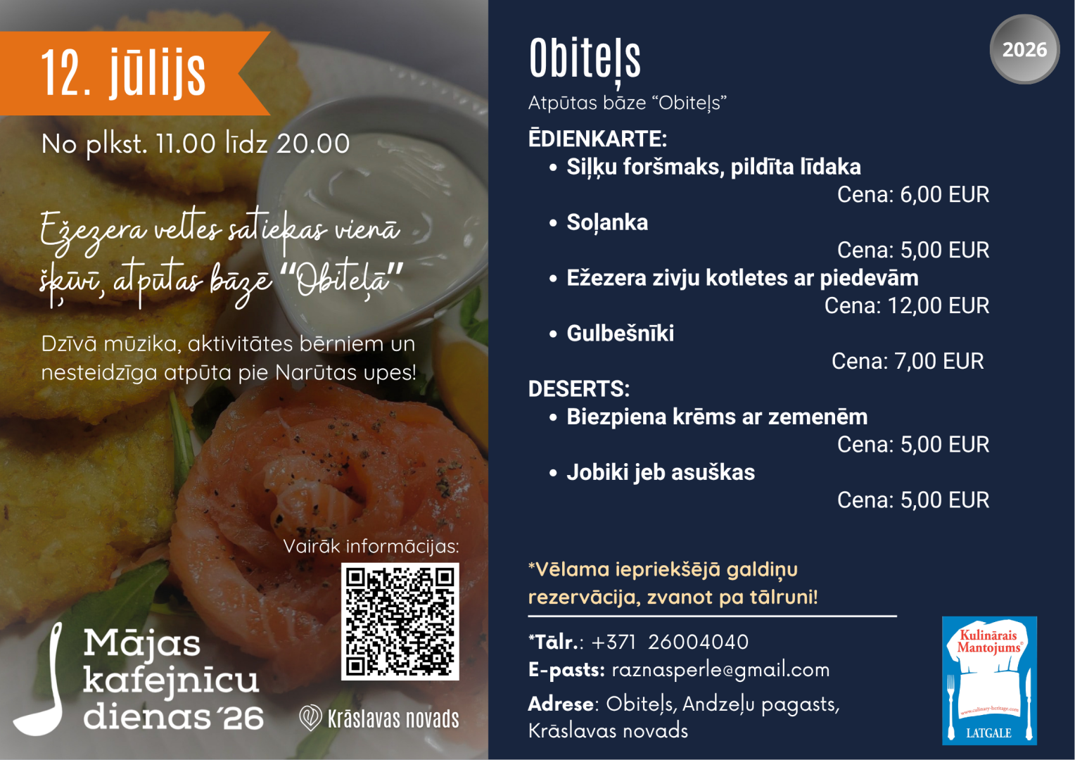 "Mājas kafejnīcu dienas" Krāslavas novadā