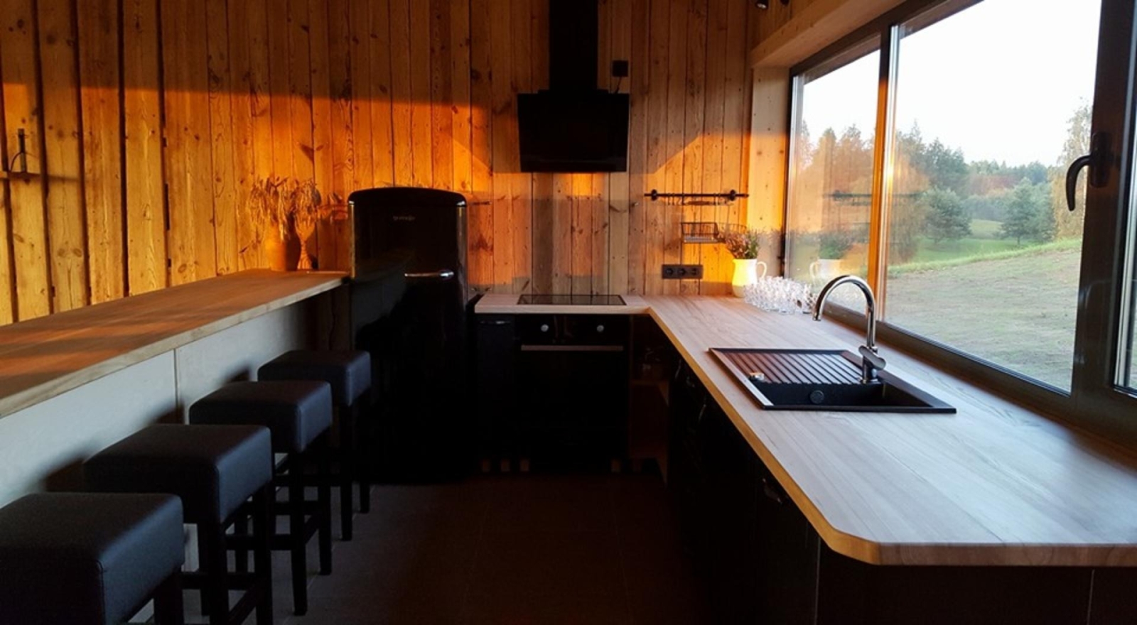 Virtuve ar panorāmas logiem