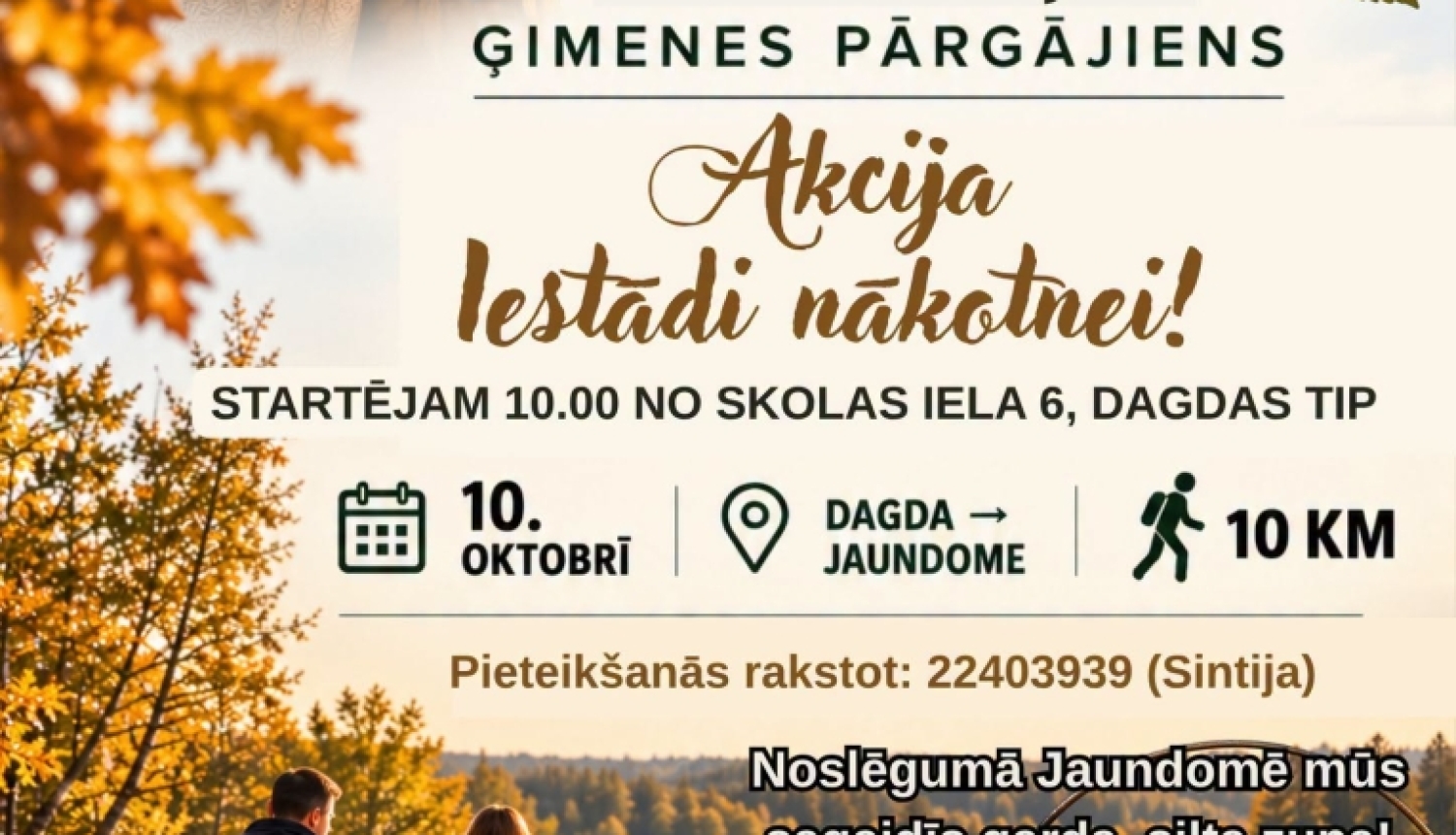 Afiša, Sprīdīša ceļš, ģimnenes pārgājiens, 10.oktobrī 10 km