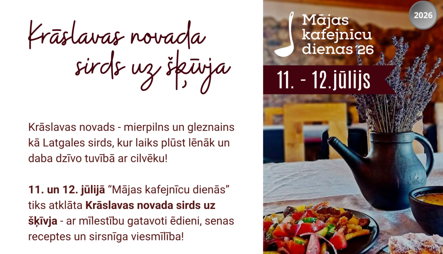 "Mājas kafejnīcu dienas" Krāslavas novadā