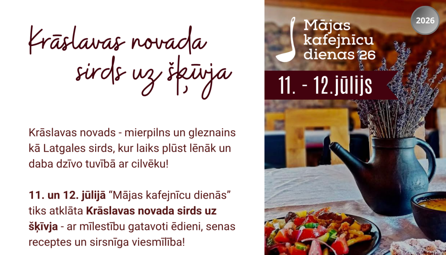 "Mājas kafejnīcu dienas" Krāslavas novadā