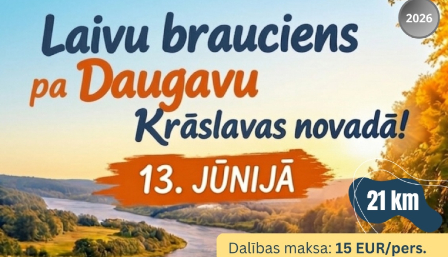 Upes ainava. Laivu brauciena afisā.