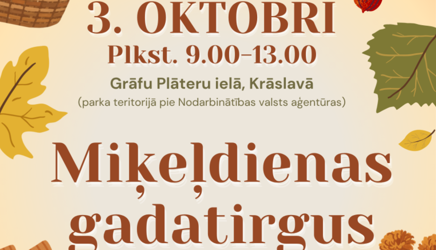 2026.gada 3.oktobrī Grāfu Plāteru ielā Krāslavā Miķeļdienas gadatirgus