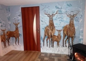 Sienas gleznojums ar briežiem